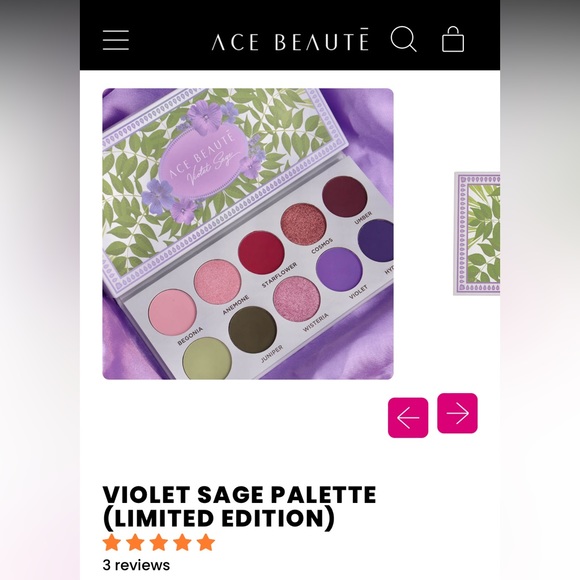 Ace Beauté Violet Sage eyeshadow palette (new in box). - Picture 3 of 5